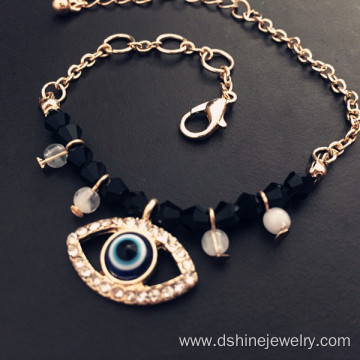 Chain Evil Eye Gold Bracelet Crystal Beads Pendant Bracelet